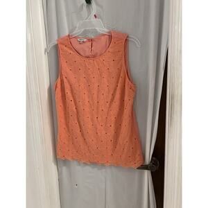 J Peterman Orange Eyelet Layered Tank Top Sz L One Spot As Is